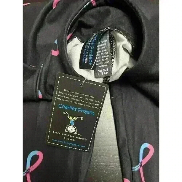 Pink & Blue Ribbons One Size Child Loss Awareness Leggings Size 4-14 NWT - Picture 4 of 5